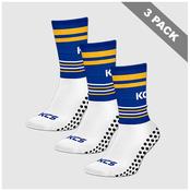 Ballynacargy GAA Pack of 3 KCS SideStepz Grip Socks - White / Royal / Gold