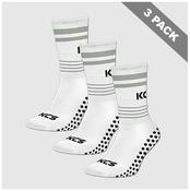 Moate ALL Whites GAA Pack of 3 KCS SideStepz Grip Socks - White / Grey