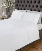 Luxury Linens White with Silver Trim 300TC Cotton Sateen Duvet Set