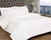 Luxury Linens White with Biscuit Trim 300TC Cotton Sateen Duvet Set image