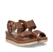 Remonte Ladies Brown Leather Wedge Sandals