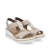 Rieker Ladies Beige and Gold Wedge Sandals