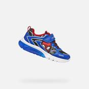 Geox Spiderman Light-Up Black and Royal Blue Sneakers image