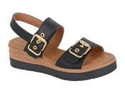 Ladies Black Metallic Wedge Sandals