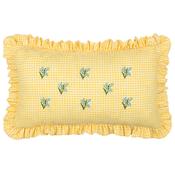 Les Petite Fleurs Gingham Ruffle Feather Filled Cushion Yellow