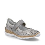 Rieker Ladies Metallic Grey Silver Shoes