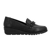 Rieker Ladies Black Leather Slip-on Wedge Mocassins
