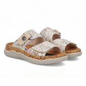 Rieker Ladies Beige Multi-Colour Floral Mule Sandals