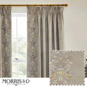Strawberry Thief Embroidered Floral Biscuit Velvet Pencil Pleat Curtains-90x90