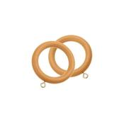 Natural Wooden 35mm Curtain Rings- Pack of 6