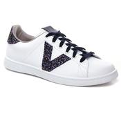 Victoria Marino White Trainers with Navy and Multicolour Sparkle image