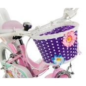 Purple Woven Plastic Bike Basket With Flowers image
