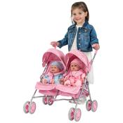 Side By Side Twin Doll Stroller In Pink image