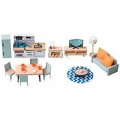 Kitchen And Living Room Doll House Furniture Set 35 Pieces