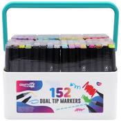 Crafty Co. Professional Dual Tip Alcohol Markers Set With Carry Case 152 Colours image