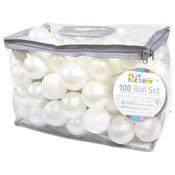 Play Factory 100 Ball Pit Balls Pack With Storage Bag White And Pearl