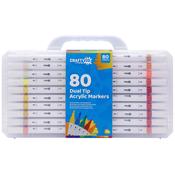 Crafty Co. Dual Tip Acrylic Markers With Storage Case Set 80 Piece image
