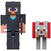 Minecraft Action Figures Steve And Tamed Wolf 2 Pack image