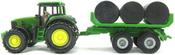 Siku John Deere 7530 Tractor With Bale Trailer &amp; 6 Bales – 1:72 Scale image