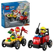 Lego® City Pizza Vs. Fire Truck Race Car Pack Toy Soapbox Racing Set 60458 image
