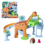 Paw Patrol: The Dino Movie, Lift And Race Dino Playset With 25,4 Cm Brachiosaurus, Marshall Pup Squad Racer And Rhubarb Action Figure image