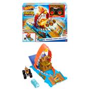 Hot Wheels Monster Trucks Arena Smashers Treasure Chomp Challenge Playset With 1:64 Scale Tiger Shark Toy Truck &amp; Crushed Car
