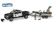 Bruder Ram 2500 Police Pickup W/Trailer &amp; Boat
