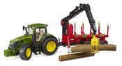 Bruder John Deere 7R 350 With Forestry Trailer &amp; 4 Trunks image