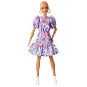Barbie Fashionista Doll With No Hair &amp; Floral Peplum Dress