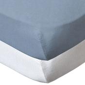 Babycalin 2-Pack Cot Fitted Sheets – 120X60 Cm – 100% Cotton – White &amp; Blue image