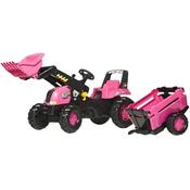 Rolly Junior Tractor, Loader And Trailer - Pink image