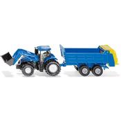 Siku 1:87 Scale New Holland Tractor With Front Loader &amp; Manure Spreader