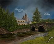 Fly Fishing Nire Church Co Waterford. (Print) image