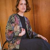 100 Stars Primula Black Wool Kimono