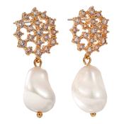 Faux Pearl &amp; Clear CZ Earrings