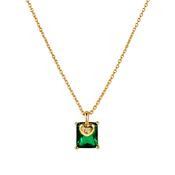 Gold Heart &amp; Green CZ Pendant image