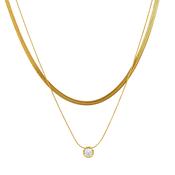 Layered Gold Plated Snake Chain Necklace image