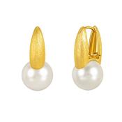 Maya Brushed Gold Plated Faux Pearl Earrings image