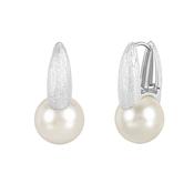 Maya Brushed Silver Plated Faux Pearl Earrings image