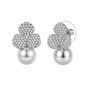 Pearl &amp; Crystal Flower Earrings image