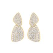 Double Drop CZ Gold Plated Earrings