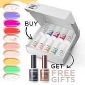 Bundle Set of 10 Be Happy Collection Colours + FREE Pro Base &amp; Super Gloss Top Coat