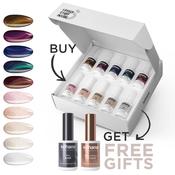 Bundle Set of 10 Cat Eye Collection Colours + FREE Pro Base &amp; Super Gloss Top Coat image