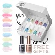 Bundle Set of 10 Confetti Shock Collection Colours + FREE Pro Base &amp; Super Gloss Top Coat