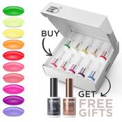 Bundle Set of 10 Hashtag Summer Collection Colours + FREE Pro Base &amp; Super Gloss Top Coat image