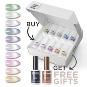 Bundle Set of 10 Cat Eye 2.0 Collection Colours + FREE Pro Base &amp; Super Gloss Top Coat image