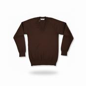 MagicFit V Neck Cotton/Acrylic V Neck Jumper - Brown