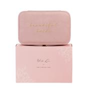 Amore Pink Velvet Jewellery Box "Beautiful Bride"