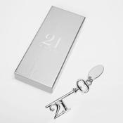 Milestone Silver Plated Birthday Key &amp;amp; Engraving Tag - 21
