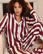 Yasmin Womens Printed Stripe Wide Leg Pyjama Set image